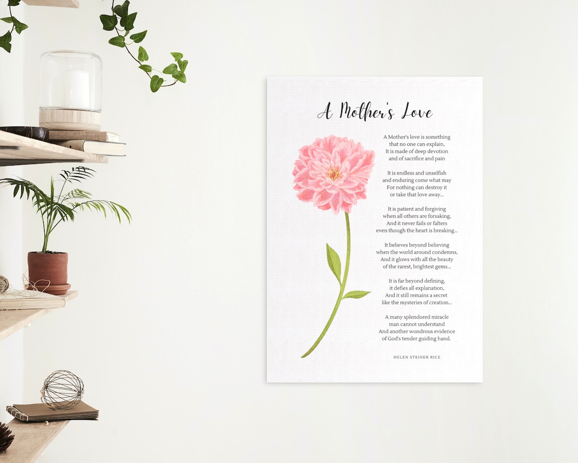 Printable Poem for Mom Mother's Day Gift Floral Birthday Card Poem Wall ...