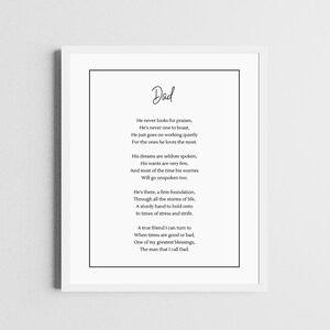 Printable Poem for Dad | Father's Day Gift | Minimalist Black and White ...