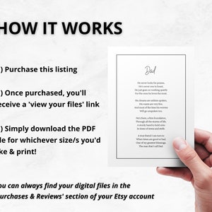 Printable Poem for Dad | Father's Day Gift | Minimalist Black and White ...