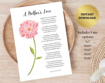 Druckbares Gedicht für Mama | Muttertagsgeschenk | Florale Geburtstagskarte | Gedicht Wandkunst | Poesie Poster | Regal Bild | Wohndekor