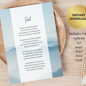 poème imprimable pour papa | cadeau pour la fête des pères | Carte d'anniversaire pour papa | Décoration murale à faire soi-même | affiche de poésie | Décoration de bureau à domicile | Image d'étagère