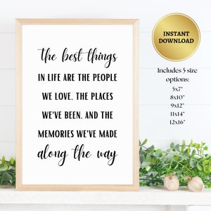 Die besten Dinge im Leben druckbare Kunst | Inspirierendes Zitat | Freundschafts- oder Familiengeschenk | Positivität Poster | DIY Minimalist Home Décor