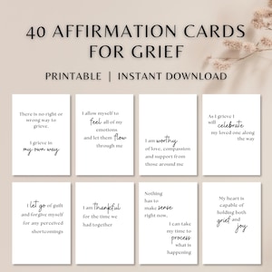 Cartes d'affirmation de deuil | Cadeau de sympathie | Capacités d'adaptation en thérapie de deuil | Citations imprimables de soutien en cas de deuil | Un être cher perdu | Guérir après une perte