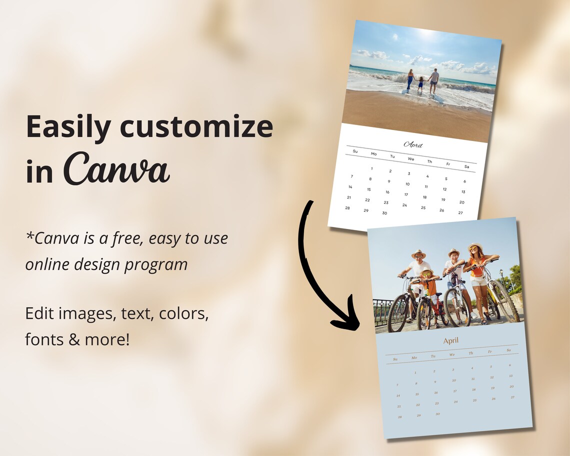Personalized 2024 Photo Calendar Printable DIY Gift Custom Etsy