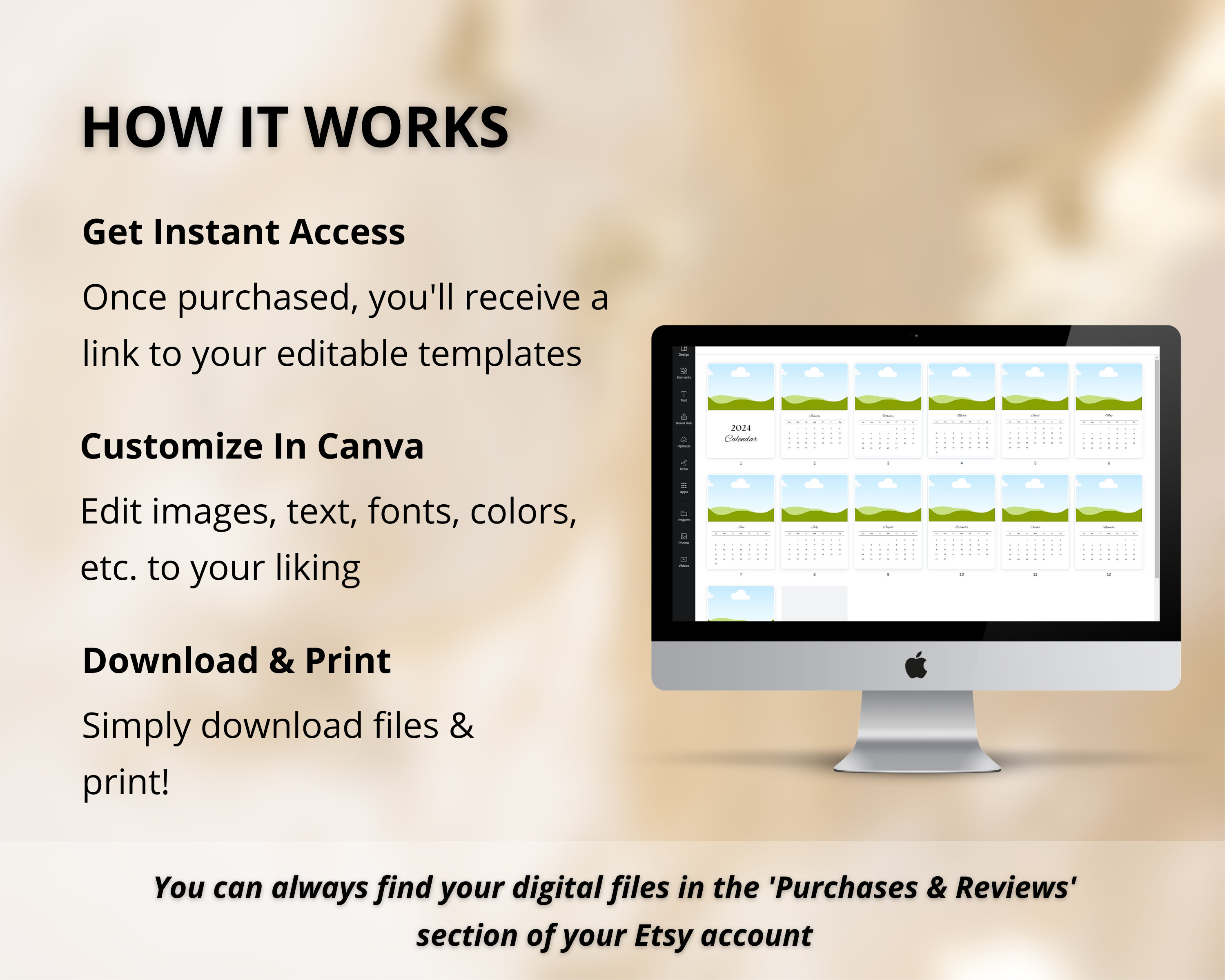 Personalized 2024 Photo Calendar Printable DIY Gift Custom - Etsy