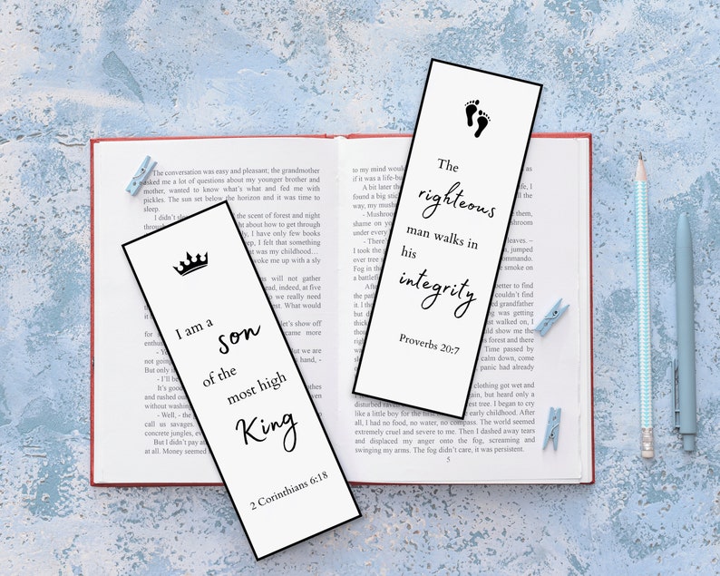 Printable Bible Verse Bookmarks for Men &amp; Boys | Christian Gift for Dad ...