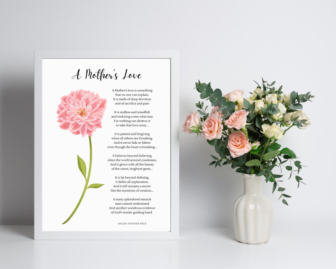 Printable Poem for Mom Mother's Day Gift Floral Birthday Card Poem Wall ...