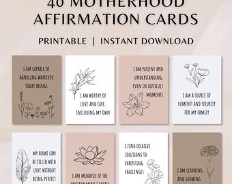 Affirmationskarten zum Muttersein | Neue Mom Positive Zitate Printable | Achtsamkeit für werdende Mütter | Ermutigendes Geschenk für schwangere Frauen