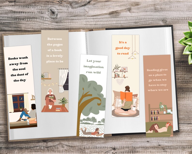 Printable Boho Bookmarks Set | Bohemian Book Lover Gift (digital ...