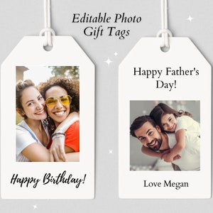 Etichette regalo con foto personalizzate / Etichette personalizzate / Etichette stampabili / Bomboniere fai da te per feste di compleanno / Anniversario di matrimonio / Modello Canva modificabile