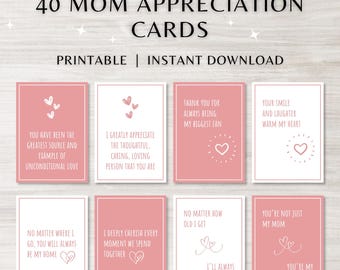 Mom Appreciation Cards | Printable Gratitude Affirmations | Mother's Day Thank You Gift | Positive Quotes | Digital Download