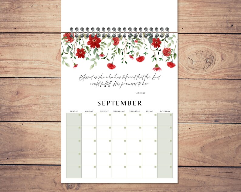 2026 Bible Verse Calendar | Floral Watercolor Printable | Inspirational ...