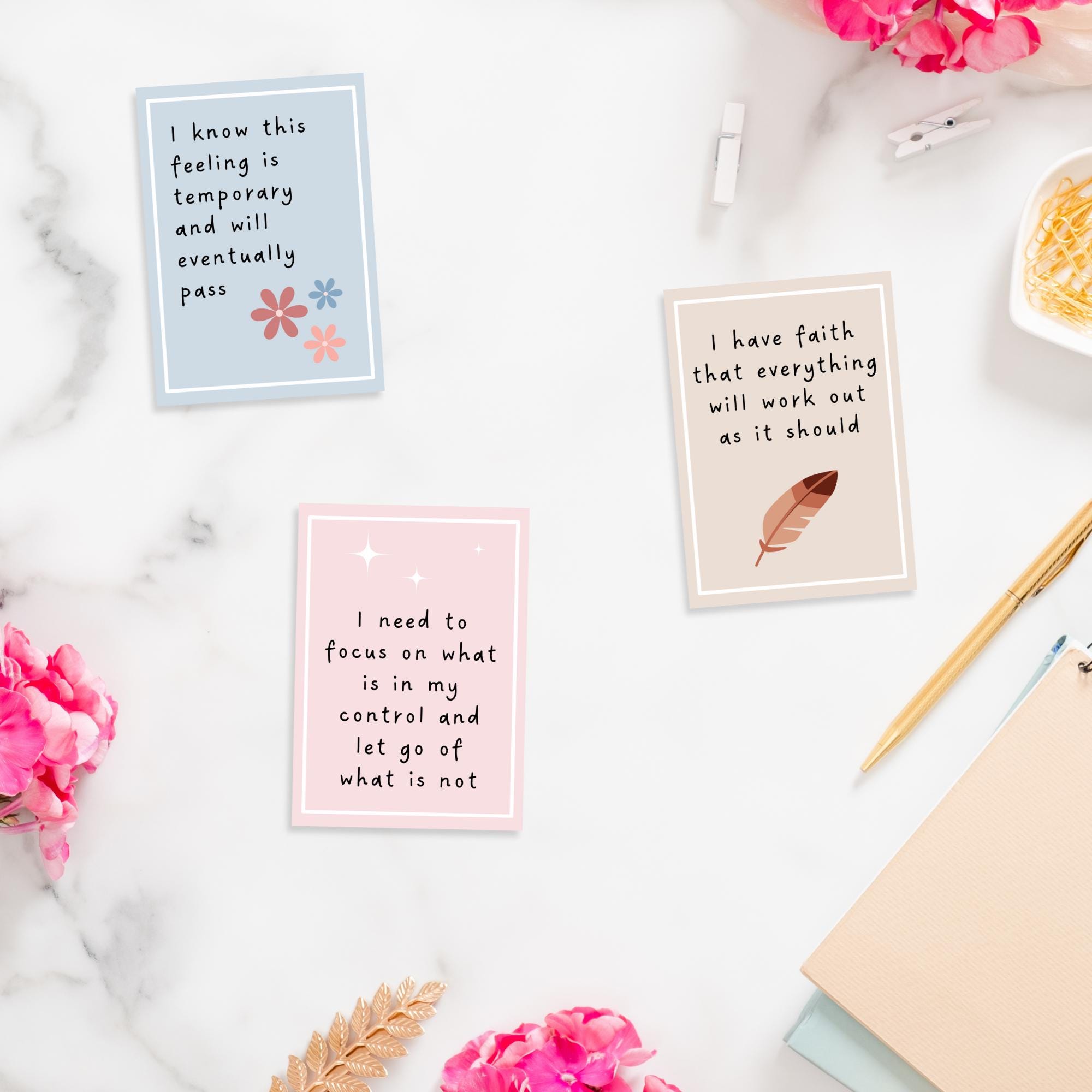 Anxiety Statement Flash Cards | Coping Skills Affirmation | Therapy ...