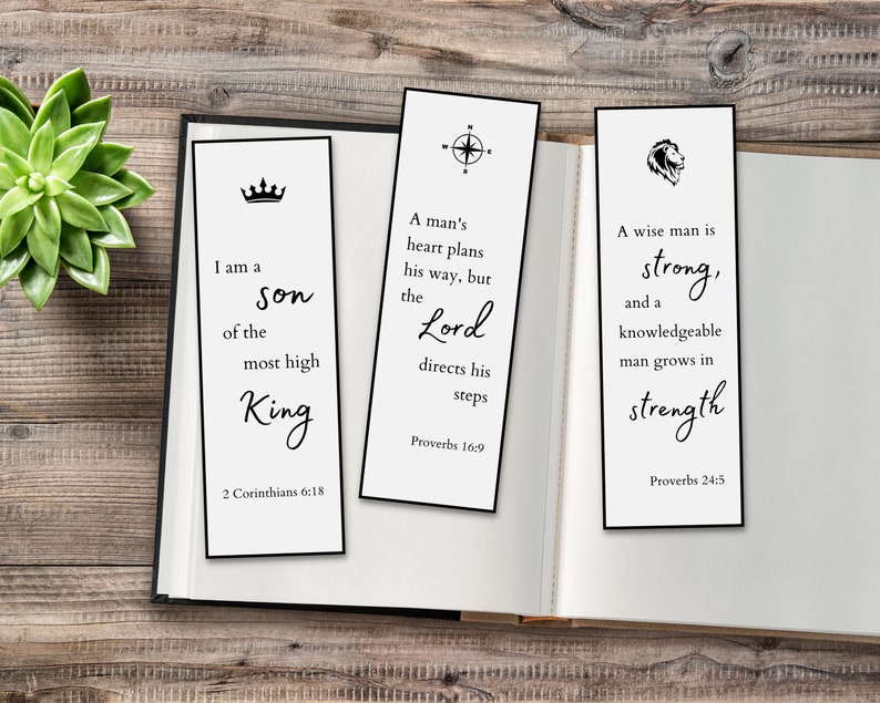 Printable Bible Verse Bookmarks for Men &amp; Boys | Christian Gift for Dad ...