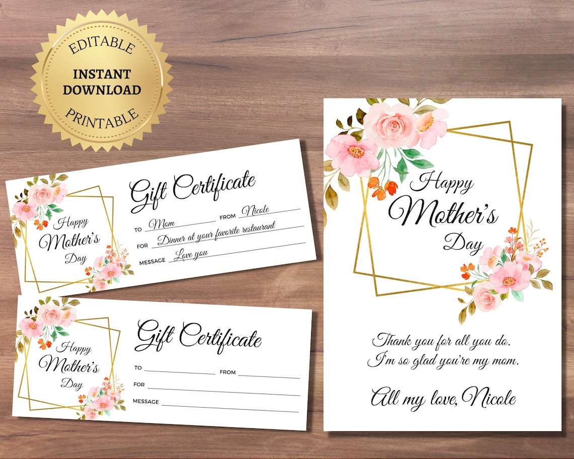 Printable Mothers Day Gift Card