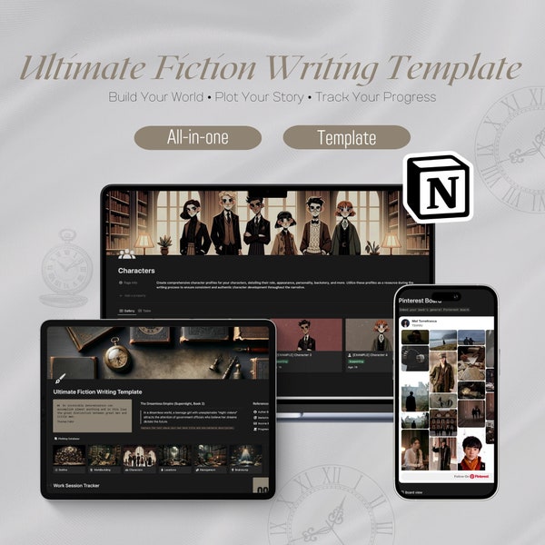 Ultimate Notion Template for Writers | All-in-One Author Dashboard, Strategic Writing Planner, Worldbuilding Wiki, Dark Academia Aesthetic
