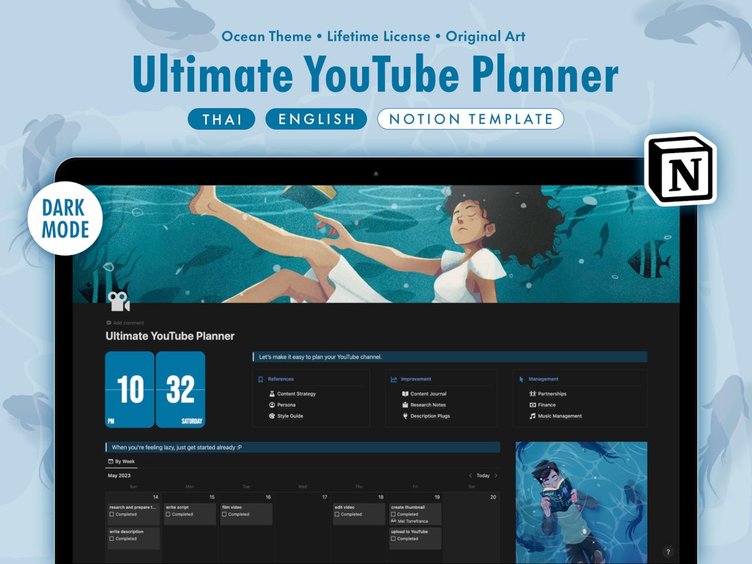 Ultimate Notion Template for Youtubers | Digital Video Planner, Social ...