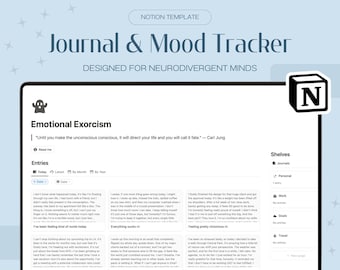 Plantilla definitiva de Notion para claridad mental / Seguimiento del estado de ánimo, diario de emociones y herramienta para la recuperación del agotamiento, compatible con neurodivergentes