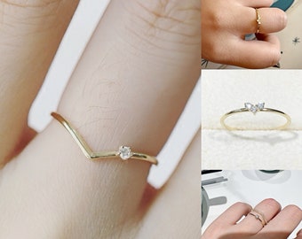 14K gold/925 Sliver V Ring, Stacking Ring, Chevron Ring,Dainty Ring,Thumb Ring, Minimalist Ring, Geometric Ring, Ring Set, Gift for Her