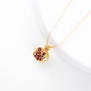 Pomegranate Pendant Necklace in 925 Silver,18k gold necklace, fertility necklace，Garnet Abundance Pendant ,Rose Gold Necklace ,Gift for Her