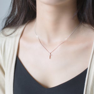 Kreuz Halskette, Sterling Silber zierliche Kreuz Anhänger, Kreuz Halskette für Frauen, Minimalistische Kreuz Halskette, Kraft des Gebets, Geschenk für sie,D0439