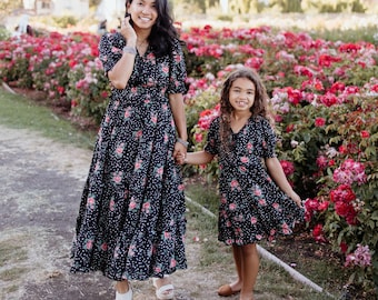 Mommy & Me Dress Boho Floral Ruffle Maxi Dress, Matching Outfit, Prom Dress, Wedding Dress, Modest Dress  Holiday Dress