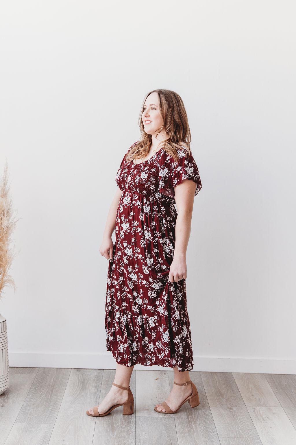 Maternity Dress Burgundy - Etsy
