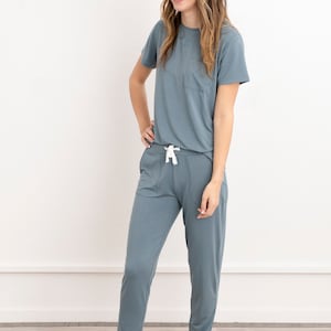 French Blue Modal Pajama Set: Women&#39;s Soft & Cooling Sleepwear Loungewear