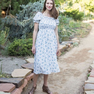 Ella Smocked Bodice Boho Floral Women Dress, Summer Women Boho Dress, Cocktail Dress, Midi Boho Dress, Boho Print Dress, Floral Dress image 6