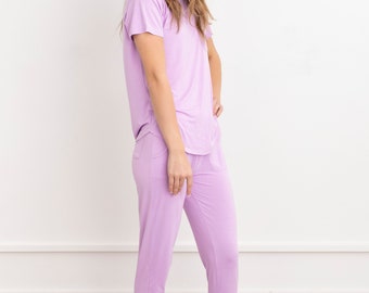 Women Pajama Set, Bamboo Sleepwear, Tee Top, Natural Sleepwear, Bamboo Pajama Set, Natural Lounge Wear, Buttery Soft Sleepwear, Soft Jam Set