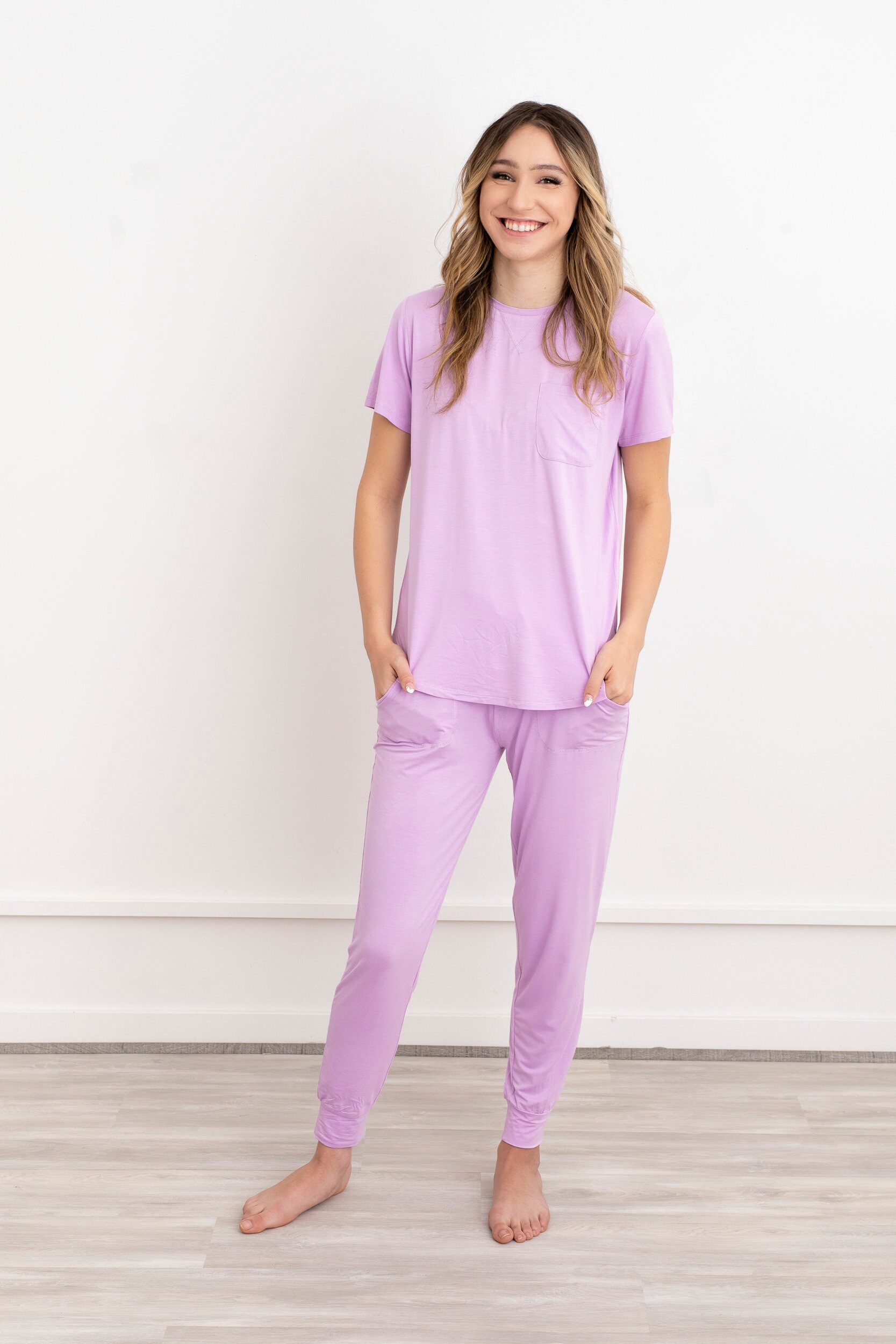 Lavender Bamboo Pajama Set – Soft T-shirt & Jogger Sleepwear