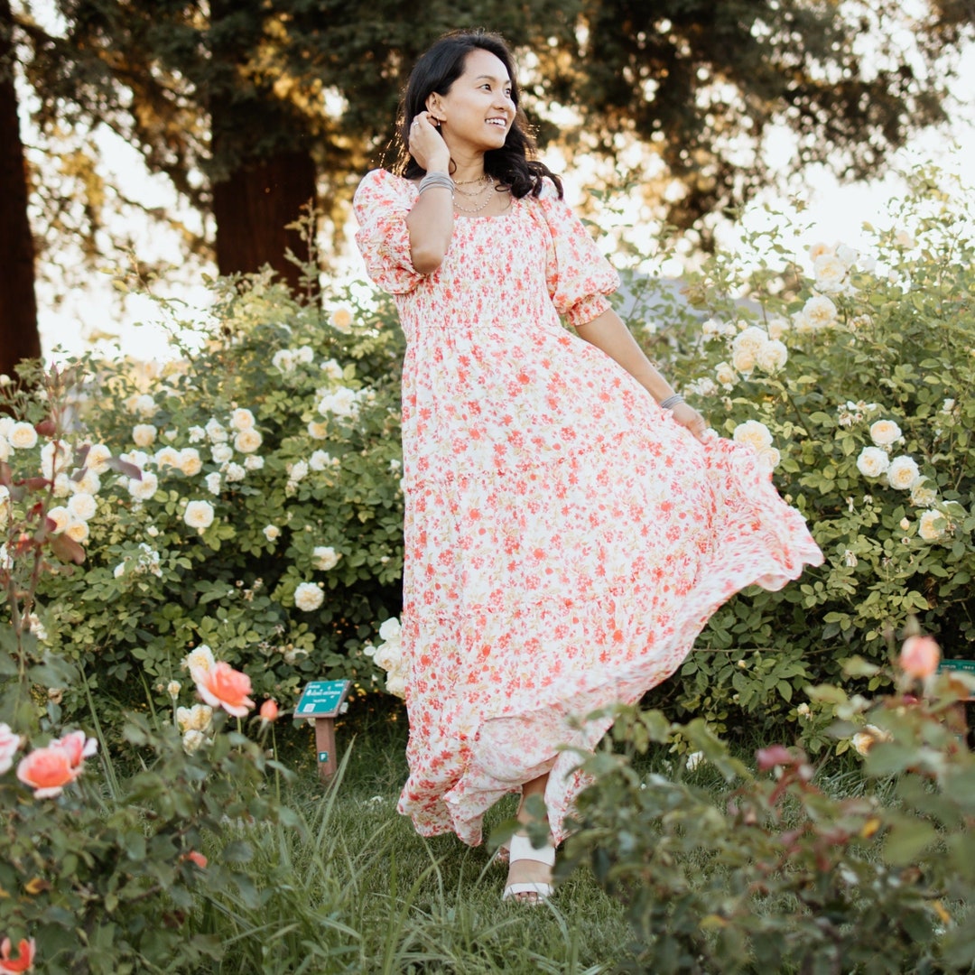 Celeste Full Size Stripe Floral Contrast Midi-Dress with Buttons Plus Size