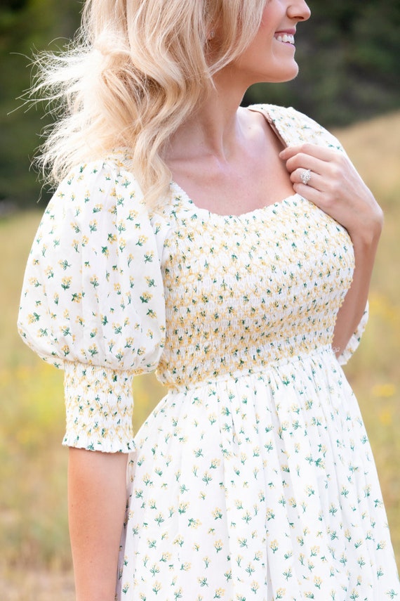 Sofia Smocked Bodice Floral Embroidered Maxi Dress: Maternity Friendly Cotton Boho Dress Sofia Smocked Bodice Floral Embroidered Maxi Dress: Maternity Friendly  Cotton Boho Dress - Etsy