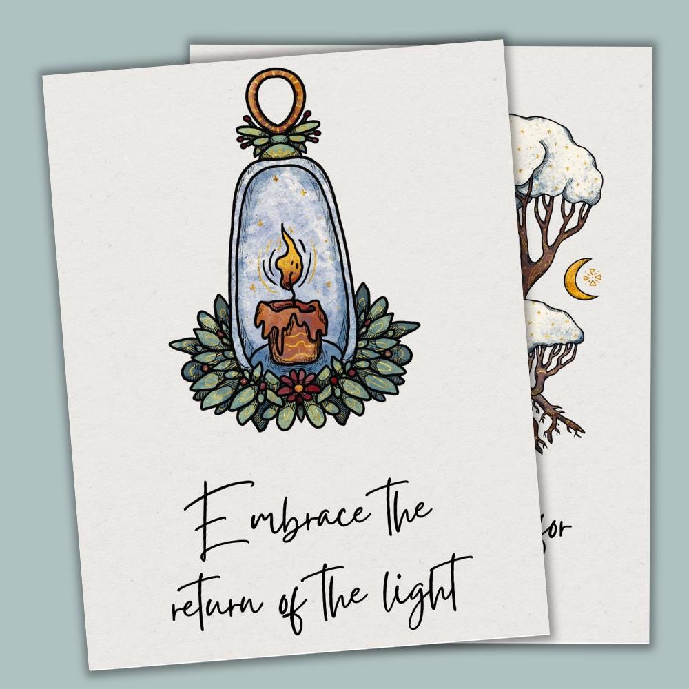 Printable Winter Solstice Yule Cards