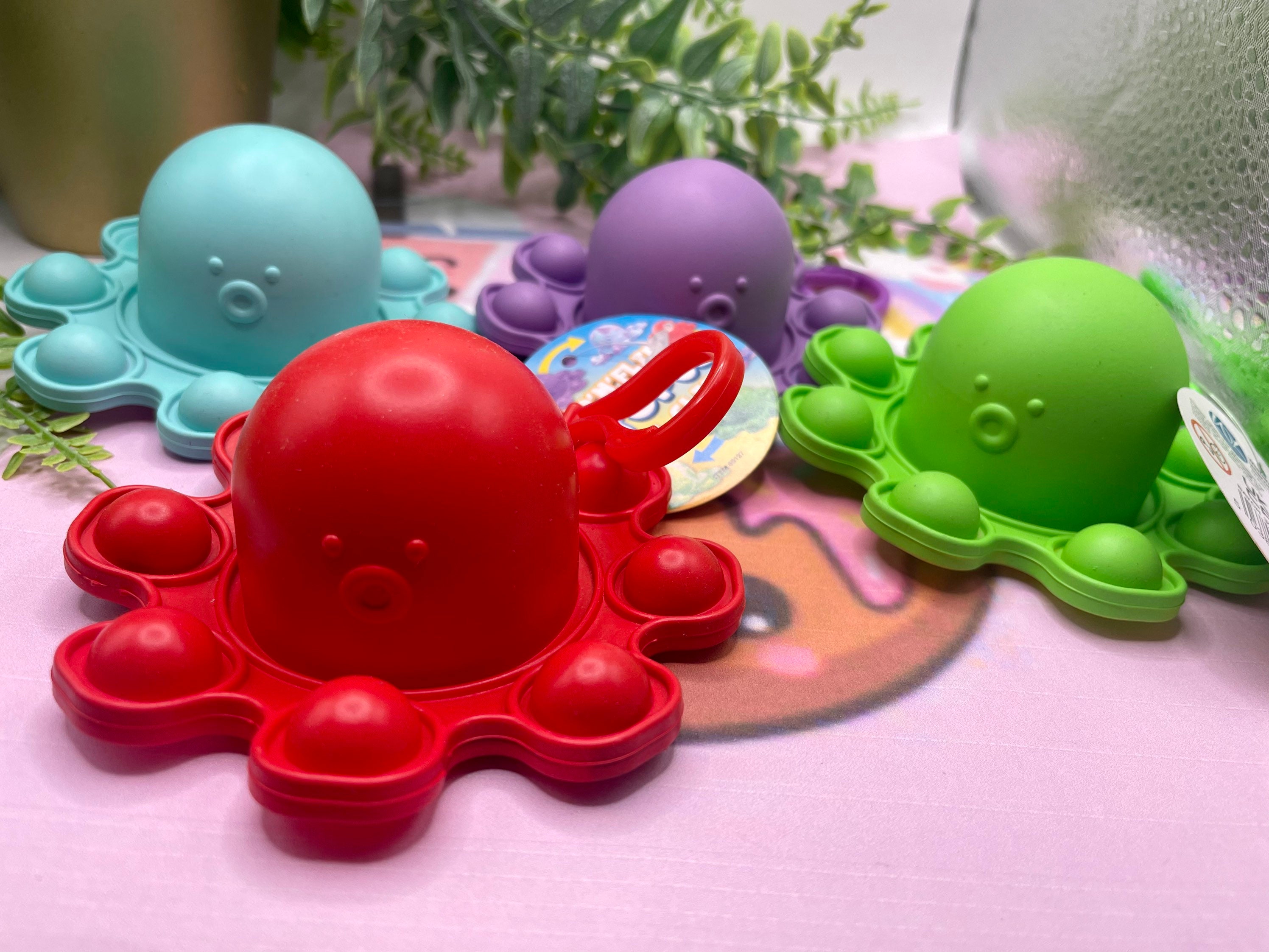 Reversible Popper Fidget Octopus Key Clip Fidget Sensory Kids Toys