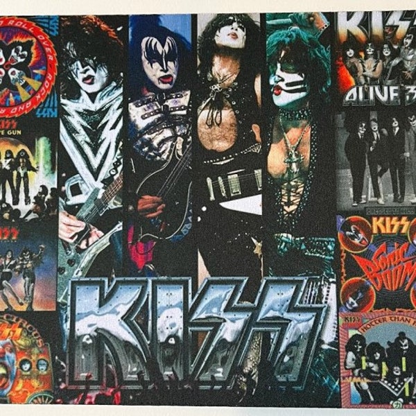 Kiss Hard Rock Metal 80's Band Mousepad Albums Hotter than Hell Alive Sonic Doom Psycho Circus Gene Simmons Paul Stanley