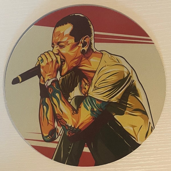 Chester Bennington from Linkin Park Round Mousepad Rock Band Music Mouse Pad for PC or Gaming