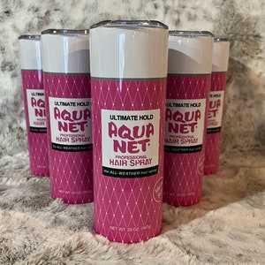 Aqua Net Hairspray Pink Stainless Steel 20 oz Tumbler Novelty Vintage Funny Gift Cup Coffee Drink Hot Cold Hairdresser Stylist Hair Spray