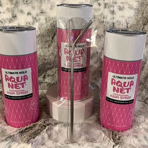 Aqua Net Hairspray Pink Stainless Steel 20 oz Tumbler Novelty Vintage Funny Gift Cup Coffee Drink Hot Cold Hairdresser Stylist Hair Spray image 3