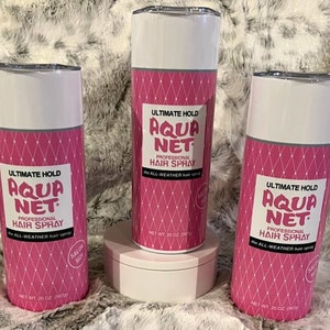 Aqua Net Hairspray Pink Stainless Steel 20 oz Tumbler Novelty Vintage Funny Gift Cup Coffee Drink Hot Cold Hairdresser Stylist Hair Spray image 2