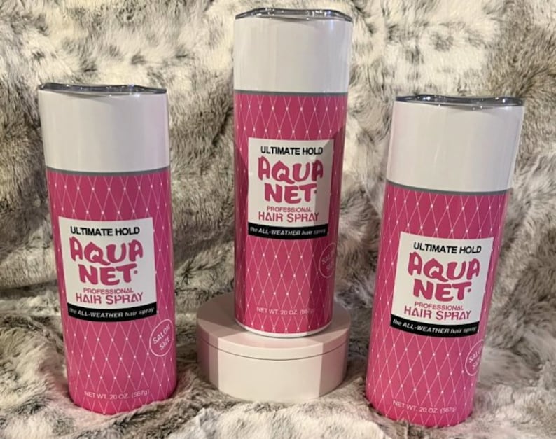 Aqua Net Hairspray Pink Stainless Steel 20 oz Tumbler Novelty Vintage Funny Gift Cup Coffee Drink Hot Cold Hairdresser Stylist Hair Spray image 2