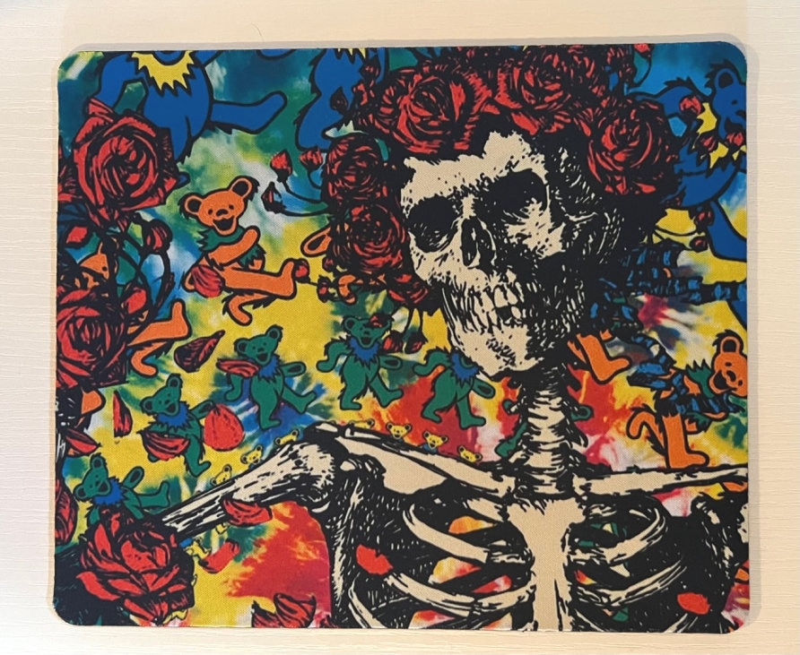 Grateful Dead Rock Band Skull and Roses Colorful Mousepad for PC Desk Office Deadhead Jerry Garcia Mouse pad