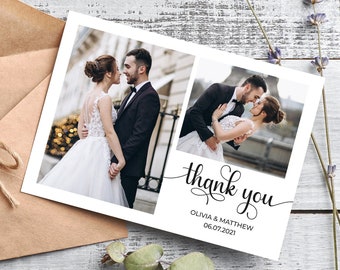 Personalised Wedding Thank You Cards, FREE Envelopes, Wedding Thank You Cards with Photo, Simple Wedding Thank You Cards, Thank You Card