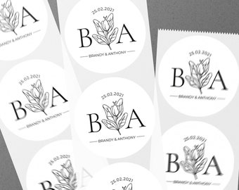 Personalised wedding sticker, envelope sticker, gloss wedding sticker, custom wedding sticker, personalised wedding envelope stickers