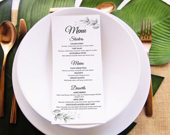 OCALIPTUS wedding menu, custom wedding menu, personalised wedding menu, custom menu, personalized menu, wedding menu, DL size wedding menu