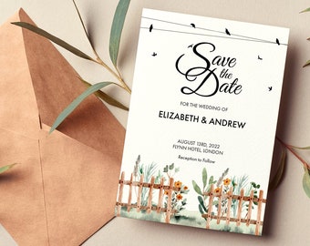 Dream Save the Date Card, Free Envelope, Modern Wedding Invites, Wedding Invitations, A6 Save The Date Cards, Personalised Save the Dates