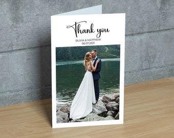 Personalised Wedding Thank You Cards, FREE Envelopes, Wedding Thank You Cards with Photo, Simple Wedding Thank You Cards, Thank You Card