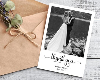 Personalised Wedding Thank You Cards, FREE Envelopes, Wedding Thank You Cards with Photo, Simple Wedding Thank You Cards, Thank You Card