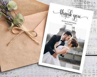 Personalised Wedding Thank You Cards, FREE Envelopes, Wedding Thank You Cards with Photo, Simple Wedding Thank You Cards, Thank You Card
