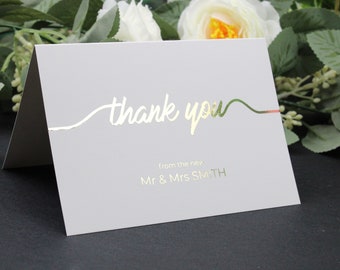 Foil Wedding Thank You Cards | A5 Folded to A6 | 350gsm Silk Paper | Free C6 Envelopes | Blank Inside | Elegant & Luxury